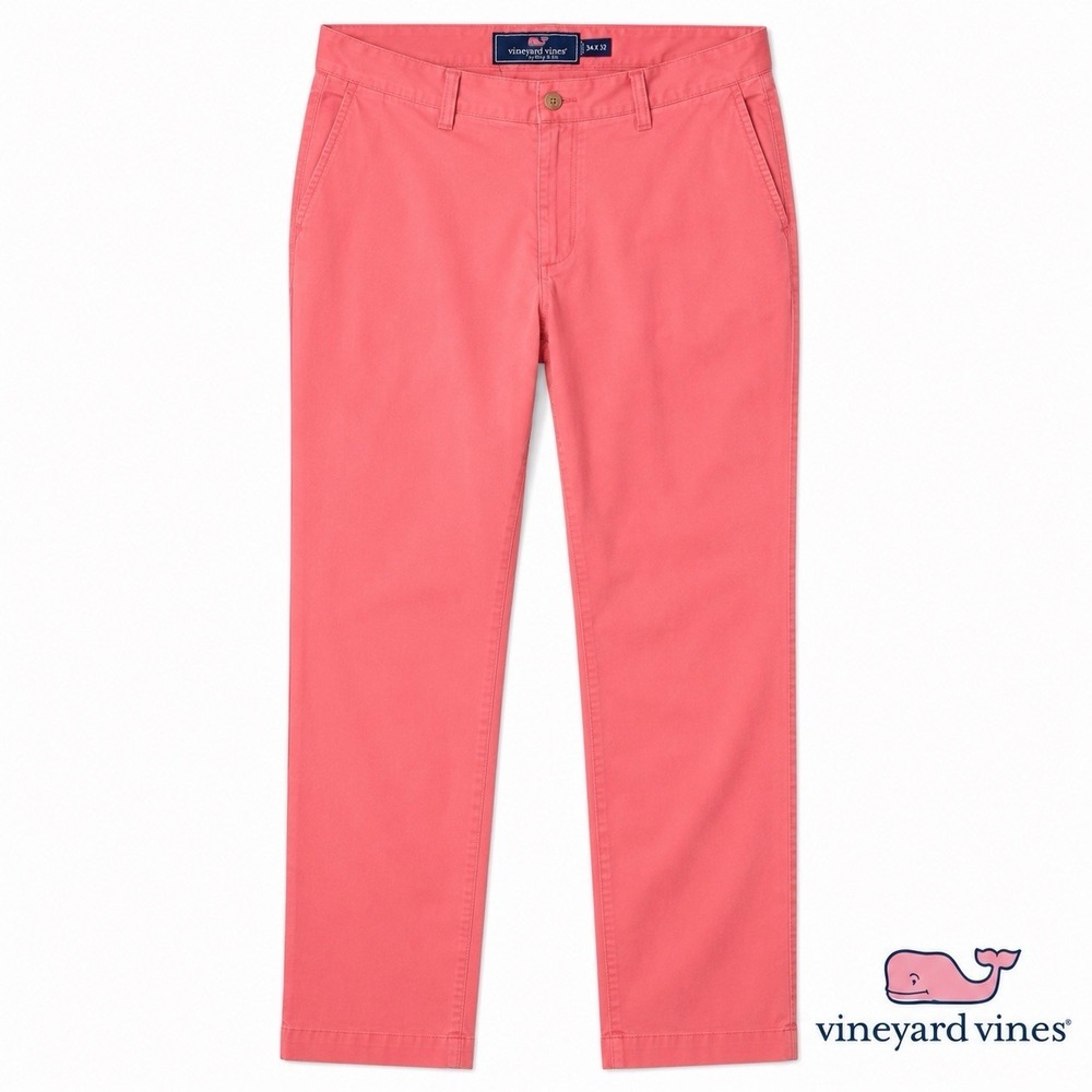 Vineyard Vines Breaker Pants Mens 34x32 Pink Stretch Chino Flat Front Casual